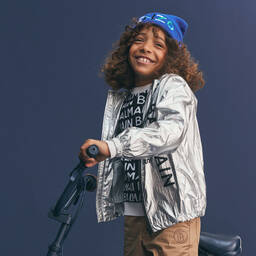 Balmain-Серебристая куртка на молнии для подростков | Childrensalon Outlet