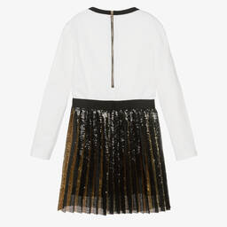 Balmain-Teen White & Black Sequin Dress | Childrensalon Outlet