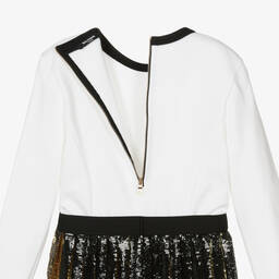 Balmain-Teen White & Black Sequin Dress | Childrensalon Outlet