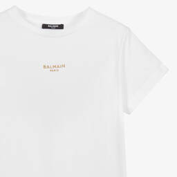 Balmain-Teen White Logo Jersey Dress | Childrensalon Outlet