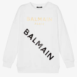 Balmain-Белый свитшот для подростков | Childrensalon Outlet