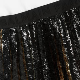 Balmain-Черно-белое платье с пайетками | Childrensalon Outlet