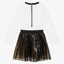 Balmain-Черно-белое платье с пайетками | Childrensalon Outlet