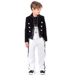 Balmain-White Cotton Logo Joggers | Childrensalon Outlet