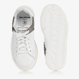 Balmain-White Leather Logo Trainers | Childrensalon Outlet