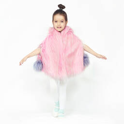 Bandits-Girls Pink Furry Cape  | Childrensalon Outlet