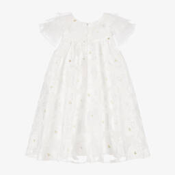 BCBGMAXAZRIA-فستان بناتي عاجي من الأورجانزا مزين بالزهور | Childrensalon Outlet