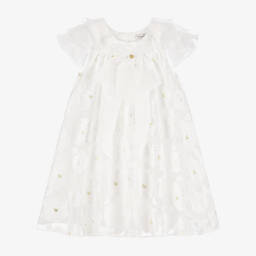 BCBGMAXAZRIA-فستان بناتي عاجي من الأورجانزا مزين بالزهور | Childrensalon Outlet