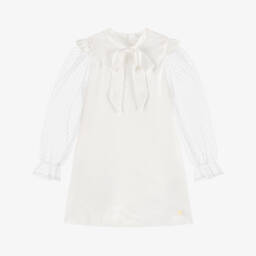 BCBGMAXAZRIA-فستان ساتان عاجي بنقاط بولكا للبنات | Childrensalon Outlet