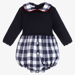 Beatrice & George-Baby Boys Blue Check Cotton Shortie  | Childrensalon Outlet