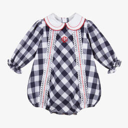 بياتريس آند جورج-بودي سوت أطفال بناتي قطن لون كحلي وأبيض | Childrensalon Outlet