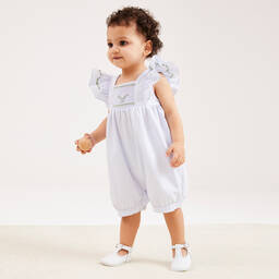 بياتريس آند جورج-بودي سوت تطريز سموكينغ مزيج قطن لون أزرق للمولودات | Childrensalon Outlet