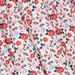 بياتريس آند جورج-فستان قطن عضوي بوبلين لون عاجي وأحمر بطبعة ورود | Childrensalon Outlet