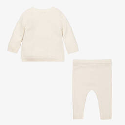 بياتريس آند جورج-طقم بنطلون صوف وكشمير محبوك لون عاجي للبنات الرضع | Childrensalon Outlet