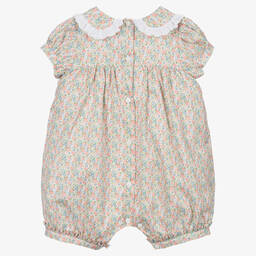 بياتريس آند جورج-بودي سوت أطفال بناتي  قطن تطريز سموك لون أخضر و زهري | Childrensalon Outlet