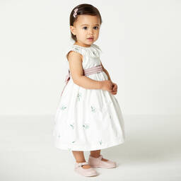 Beatrice & George-Белое платье c вышитыми цветами для малышек | Childrensalon Outlet