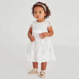 Beatrice & George-Белое платье из тюля с вышивкой для малышек | Childrensalon Outlet