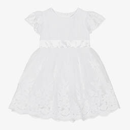 Beatrice & George-Белое платье из тюля с вышивкой для малышек | Childrensalon Outlet