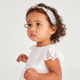 Beatrice & George-Белое платье из тюля с вышивкой для малышек | Childrensalon Outlet