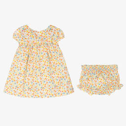 Beatrice & George-Желто-оранжевое платье из хлопка в цветочек | Childrensalon Outlet