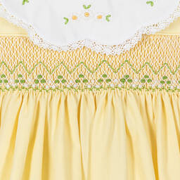 Beatrice & George-Baby Girls Yellow Hand-Smocked Daisy Dress | Childrensalon Outlet