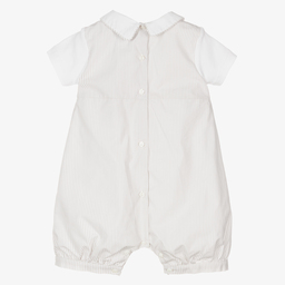 Beatrice & George-Beige Stripe Cotton Baby Shortie | Childrensalon Outlet