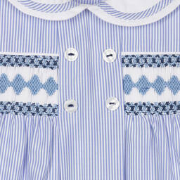 Beatrice & George-Blue Cotton Hand-Smocked Shortie | Childrensalon Outlet
