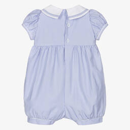 Beatrice & George-Blue Cotton Hand-Smocked Shortie | Childrensalon Outlet