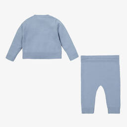 Beatrice & George-Blue Knitted Wool & Cotton Trouser Set | Childrensalon Outlet