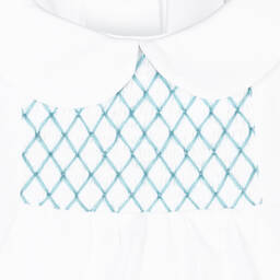 Beatrice & George-Boys Aqua Green Smocked Cotton Buster Suit | Childrensalon Outlet