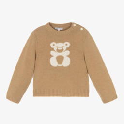 Beatrice & George-Boys Beige Cashmere Knit Jumper | Childrensalon Outlet