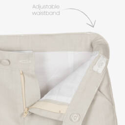 Beatrice & George-Boys Beige Cotton Herringbone Suit | Childrensalon Outlet