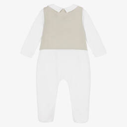 بياتريس آند جورج-أفرول بيبي غرو جيليه قطن جيرسي لون أبيض وبيج | Childrensalon Outlet