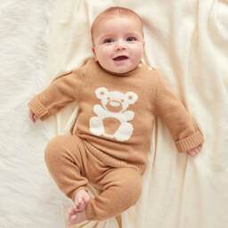 Beatrice & George-Бежевый топ и штанишки из шерсти с кашемиром | Childrensalon Outlet