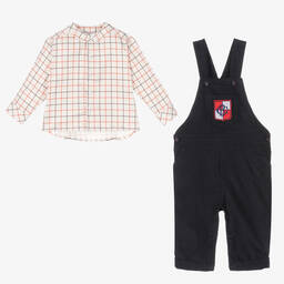 بياتريس آند جورج-طقم دانغريز أطفال ولادي قطن بوبلين لون كحلي | Childrensalon Outlet