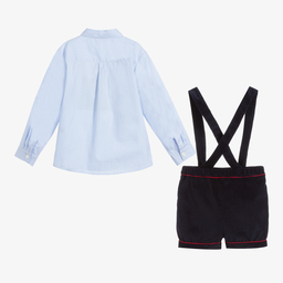 Beatrice & George-طقم شورت و قميص قطن لون كحلي و أزرق للأولاد | Childrensalon Outlet