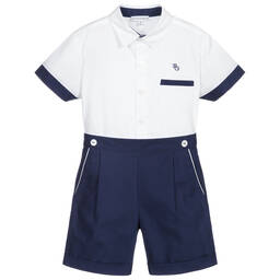 Beatrice & George-Комплект белого и темно-синего цвета с шортами | Childrensalon Outlet