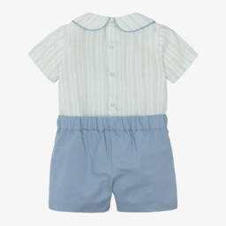 Beatrice & George-Boys Blue Linen Blend Ensemble | Childrensalon Outlet