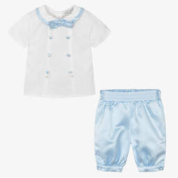 Beatrice & George-طقم أناقة ساتان أزرق للأولاد | Childrensalon Outlet