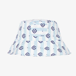 Beatrice & George-Boys Blue Stripe Monogram Bucket Hat | Childrensalon Outlet