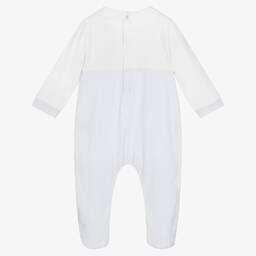 بياتريس آند جورج-أفرول بيبي غرو قطن جيرسي أبيض وأزرق فاتح للمواليد | Childrensalon Outlet