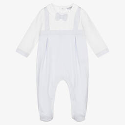 بياتريس آند جورج-أفرول بيبي غرو قطن جيرسي أبيض وأزرق فاتح للمواليد | Childrensalon Outlet