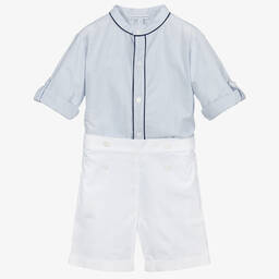 Beatrice & George-Бело-голубой комплект с шортами для мальчиков | Childrensalon Outlet