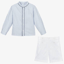 Beatrice & George-Бело-голубой комплект с шортами для мальчиков | Childrensalon Outlet