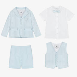 Beatrice & George-Boys Classic Blue Striped Ensemble | Childrensalon Outlet