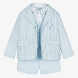 Beatrice & George-Boys Classic Blue Striped Ensemble | Childrensalon Outlet