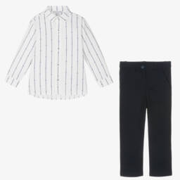 Beatrice & George-Boys Classic Blue Three-Piece Ensemble | Childrensalon Outlet