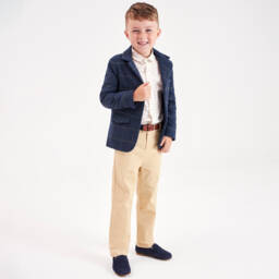 Beatrice & George-Boys Classic Blue Tweed Jacket | Childrensalon Outlet