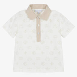 Beatrice & George-Boys Creamy Monogrammed Polo Set | Childrensalon Outlet