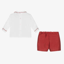 بياتريس آند جورج-بِدلة رسمية أطفال ولادي قطن لون أبيض وأحمر | Childrensalon Outlet